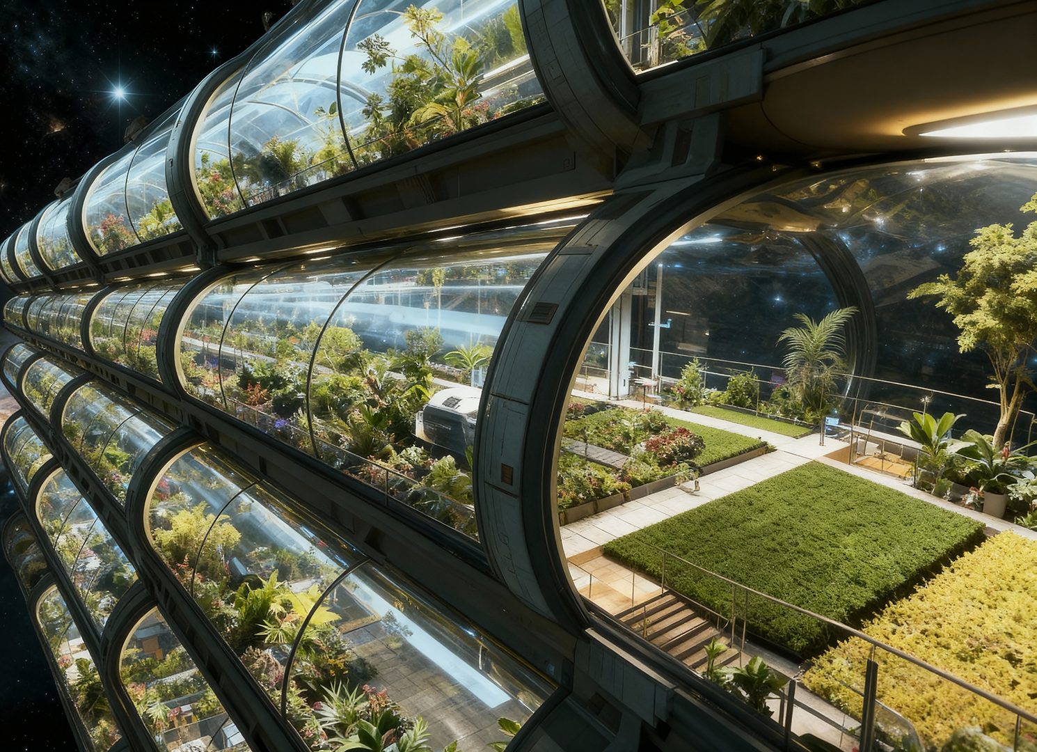 Greenhouse rings orbiting in space