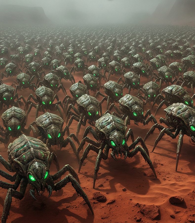 An alien swarm crossing the desert